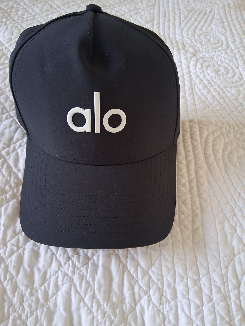 ALO Yoga Kids Black Hat with White Logo